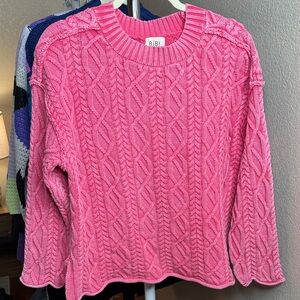 BiBi Vibrant Pink Cable Knit Sweater